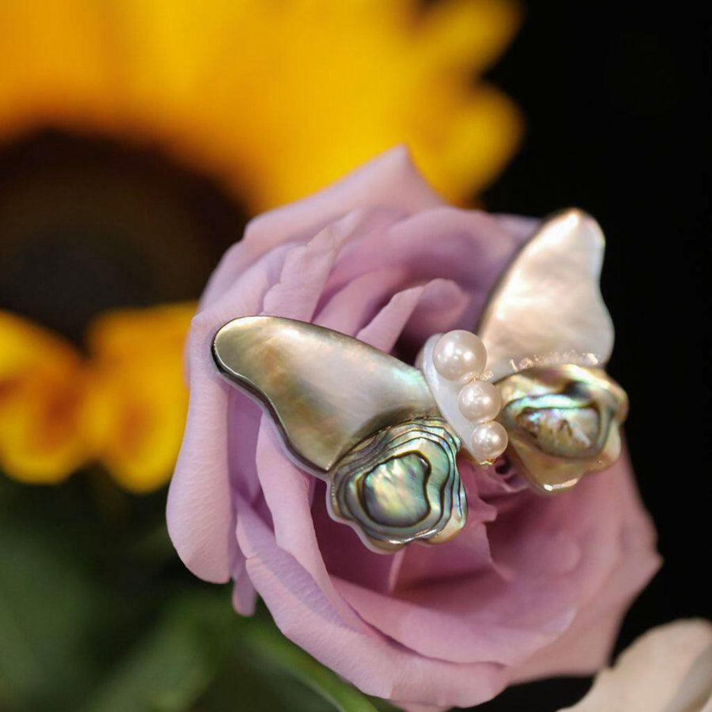 Iridescent Wings: Abalone Butterfly Brooch
