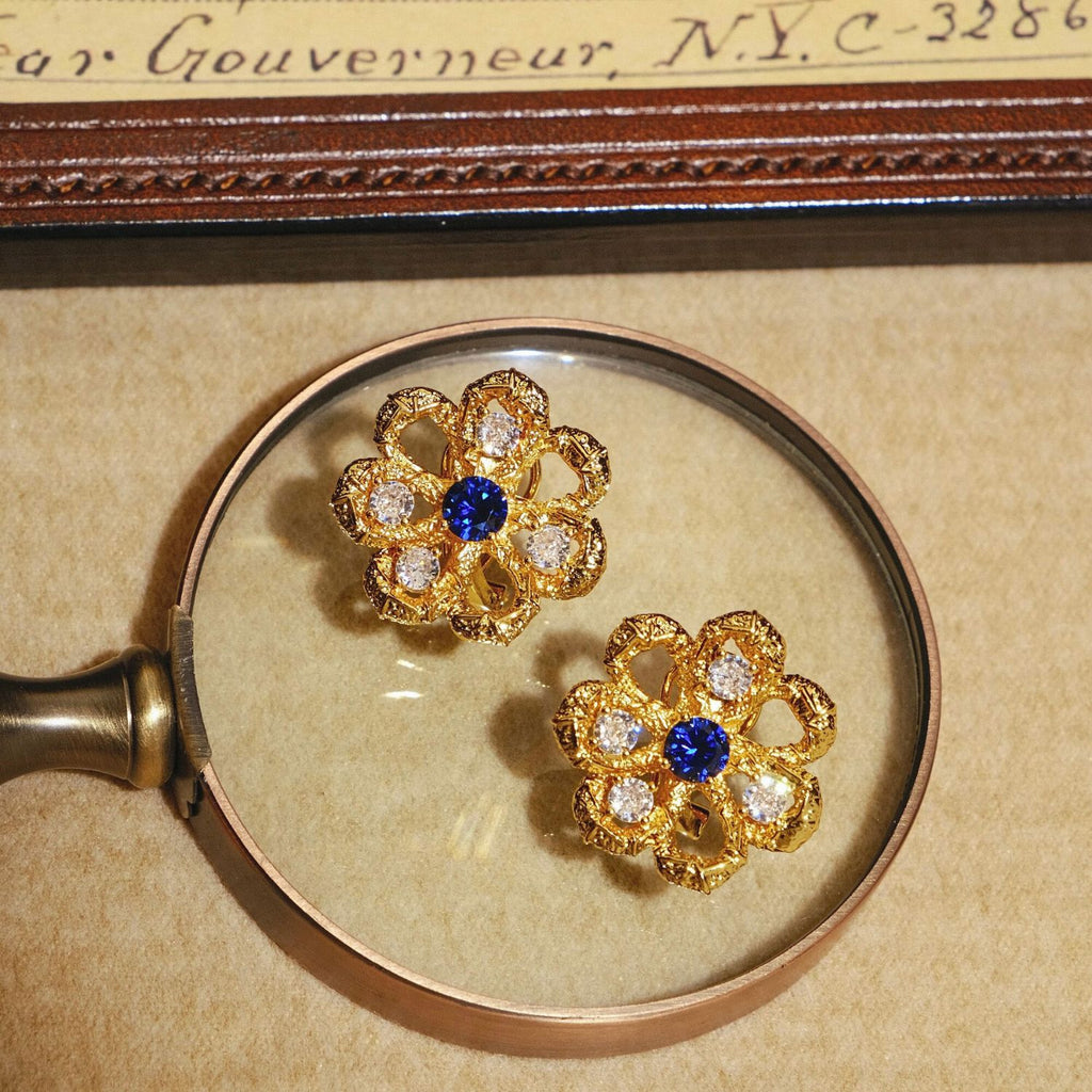 Eternal Blossom: Gold Filigree Flower Stud Earrings