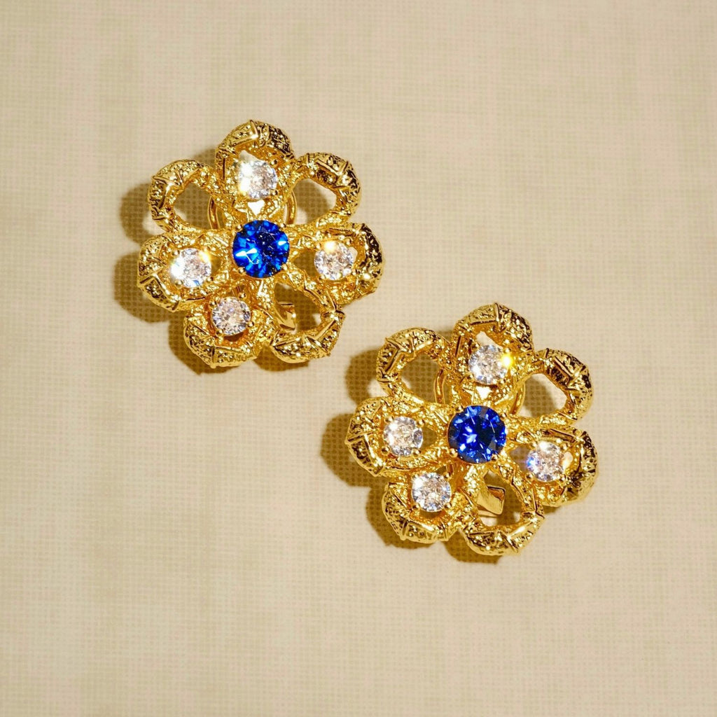 Eternal Blossom: Gold Filigree Flower Stud Earrings