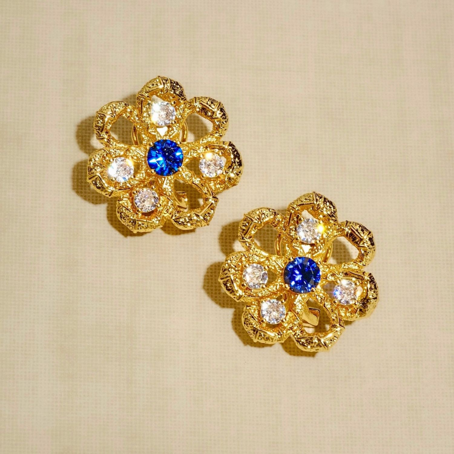 Eternal Blossom: Gold Filigree Flower Stud Earrings