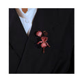Cloud Iris handcrafted Ronghua iris brooch styled on a black blazer lapel, showing a sculptural mulberry silk flower silhouette and elegant statement wear.