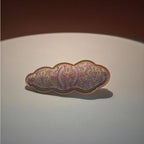 Jinherit Auspicious Cloud Song Brocade silk hair clip in Pink Gold, featuring warm pink-gold brocade, rounded cloud form, and elegant silk hair accessory styling.
